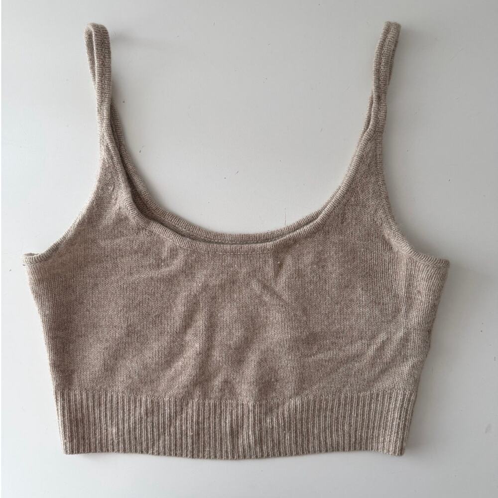 REFORMATION 100% Cashmere Varenne Knit Crop Tank Top Small Heather Oatmeal